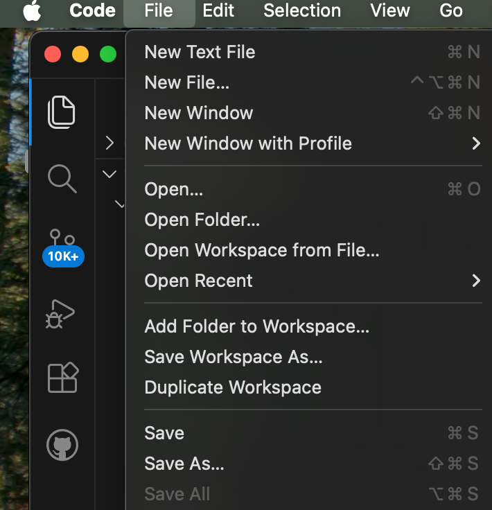 VS Code Open Folder