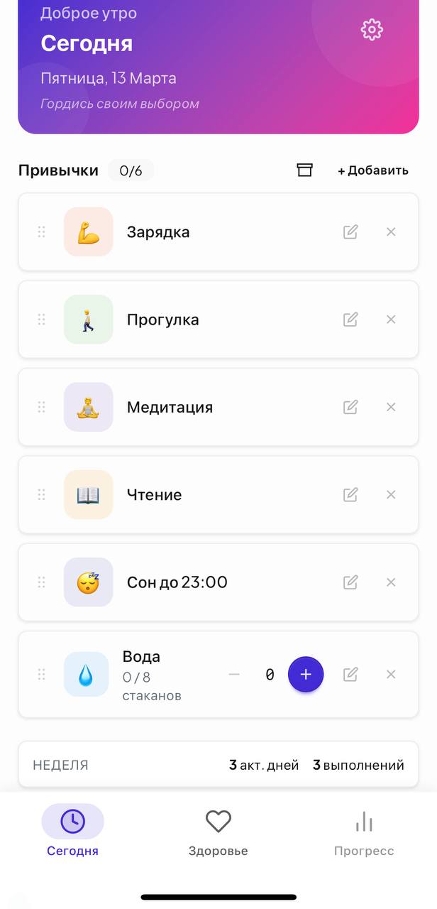 Трекер привычек — мобильное приложение